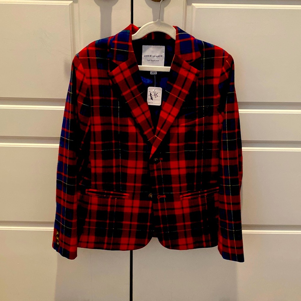 Janie and Jack Red Plaid Kids Jacket